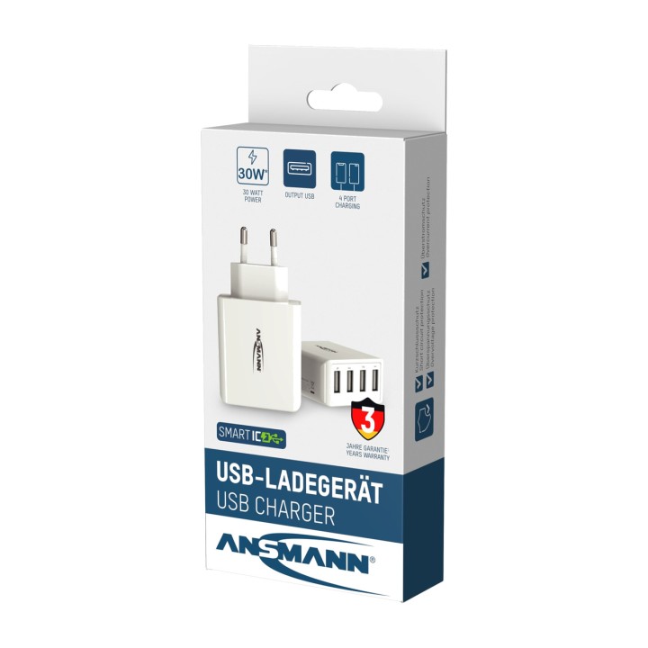 ANSMANN Încărcător USB de perete cu 4 porturi HC430 5V