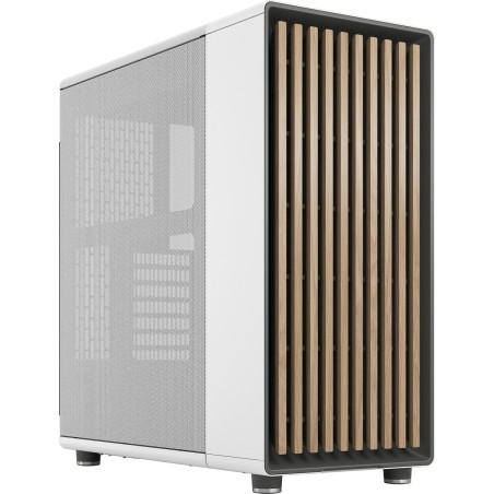 semitower pc-kabinet med træfront og mesh-sidepanel north