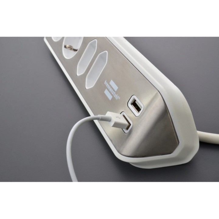 BRENNENSTUHL Rohová zásuvková lišta ESTILO-ECK 4-TOMAS 2-USB