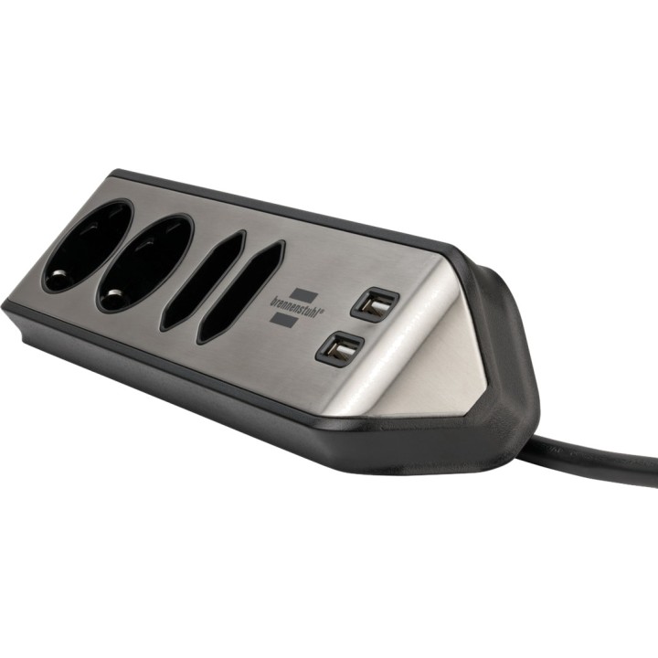 BRENNENSTUHL Regleta de enchufes de esquina ESTILO-ECK 4-TOMAS 2-USB 2M 1832684VAR