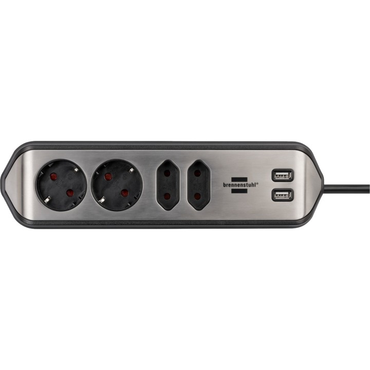 BRENNENSTUHL Regleta de enchufes de esquina ESTILO-ECK 4-TOMAS 2-USB 2M 1832684VAR