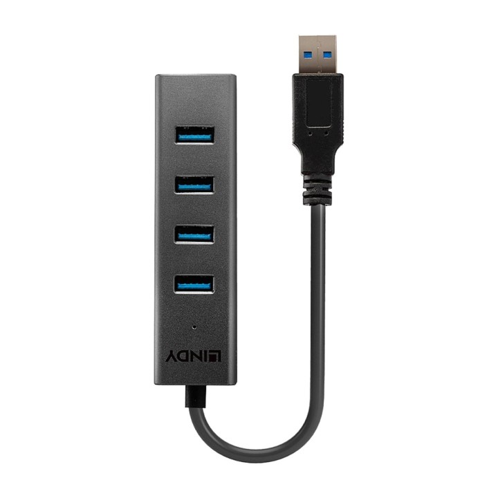 LINDY 4-porttinen alumiininen USB-keskitin 3.2 GEN 1 5GBIT/S