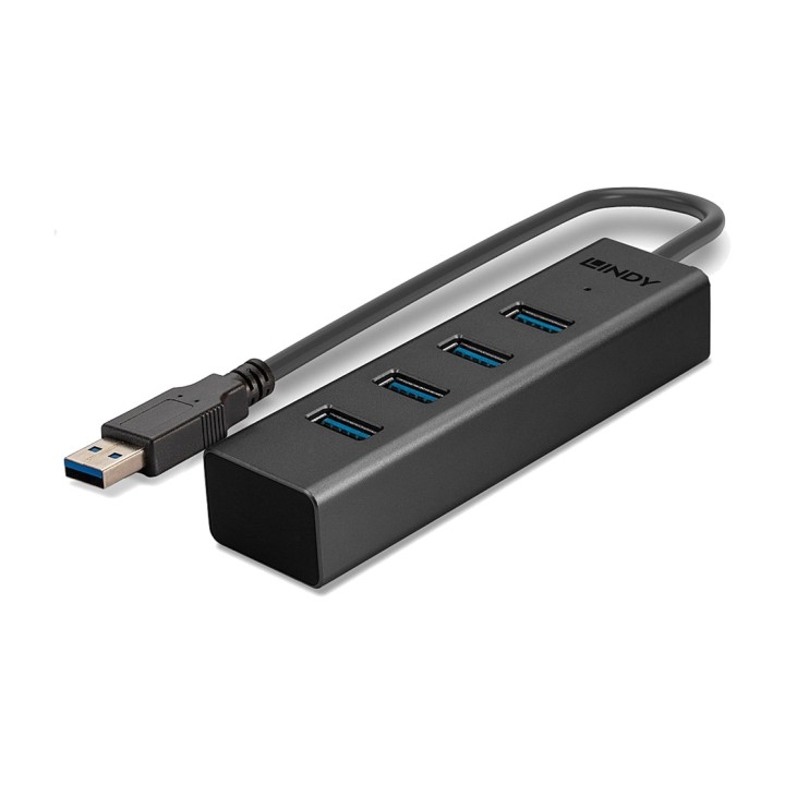 LINDY Concentrador USB de 4 puertos de aluminio 3.2 GEN 1 5GBIT/S 43324 1819239