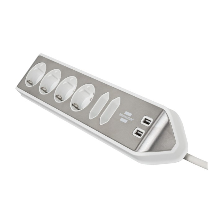 BRENNENSTUHL Hjørnestikdåse ESTILO-ECK 6-TOMAS 2-USB 2M