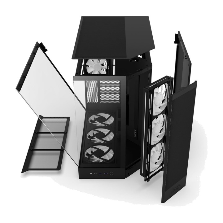 NZXT Caixa de PC semi-torre com vidro temperado H9 FLOW RGB+
