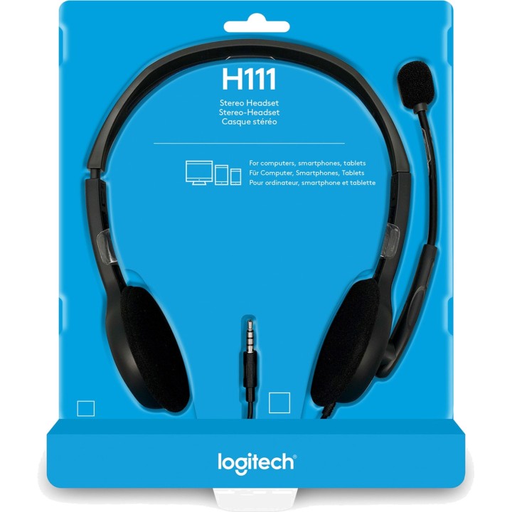LOGITECH Høretelefoner med mikrofon til kontor H111-JACK