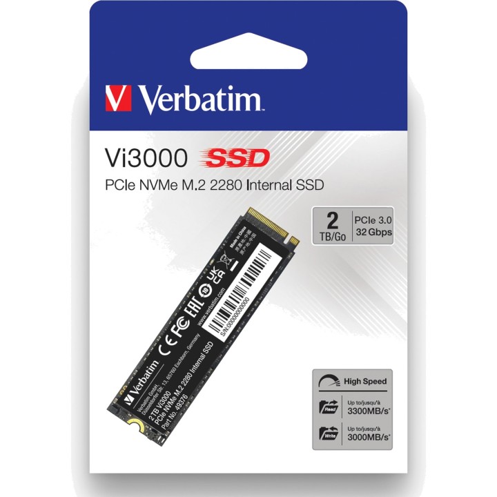 VERBATIM M.2 NVMe SSD VI3000-PCIE 3.0 2TB 2280 1909891