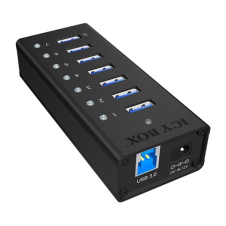 hub usb de 7 puertos con alimentación ib-ac618 3.2 gen1 5gbps