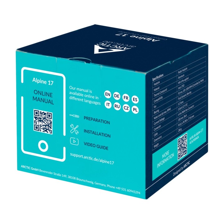 ARCTIC CPU-kylare med låg profil ALPINE 17 92MM LGA1700