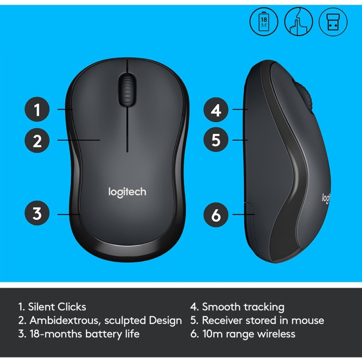 LOGITECH Støjsvag trådløs mus M220 SILENT 1294830