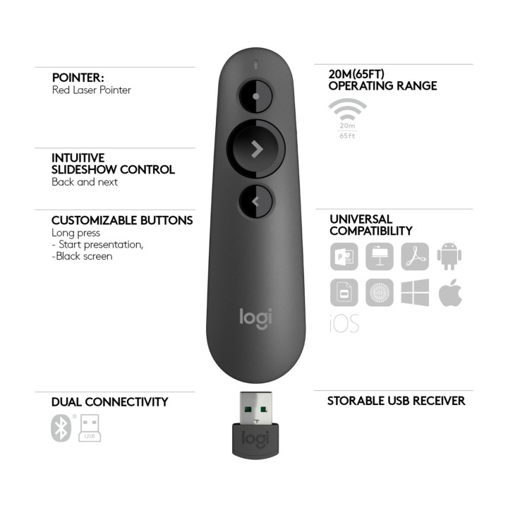 LOGITECH Presentador inalámbrico con puntero láser R500 100065865VAR