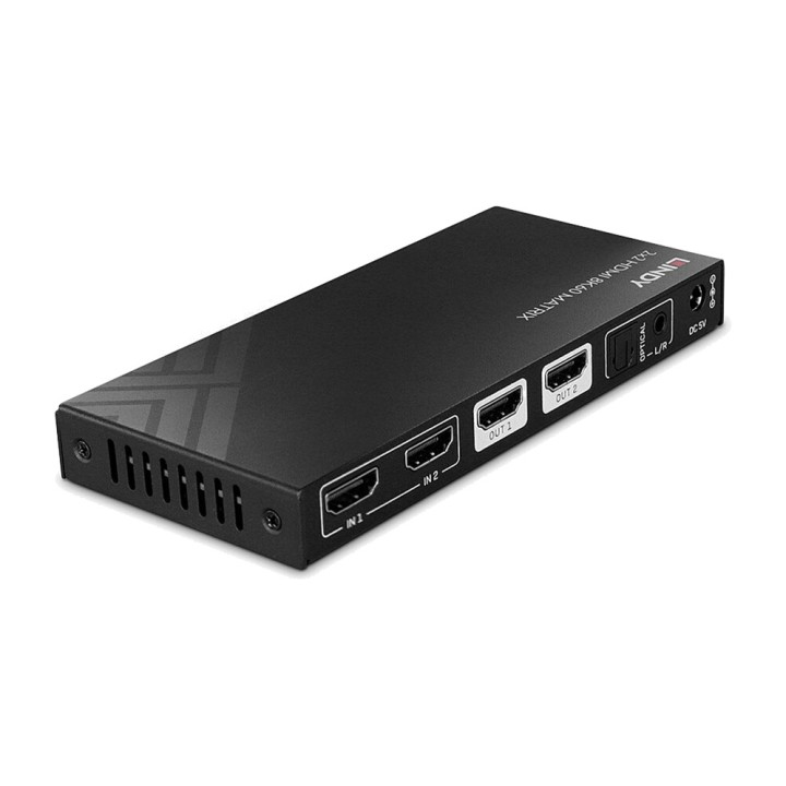 LINDY Comutator HDMI cu 2 intrări și extractor audio 2.1 8K