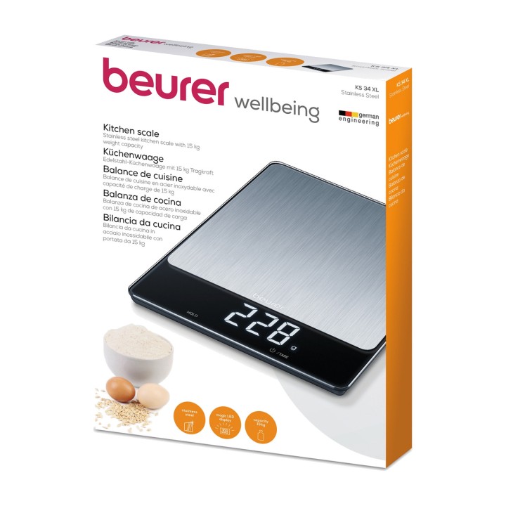 BEURER Digitaalinen keittiövaaka KS 34 XL COMFORT 15KG