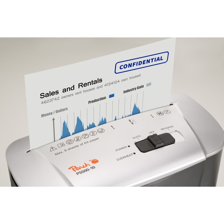 PEACH Destruidora de papel de corte cruzado PS500-10 11L