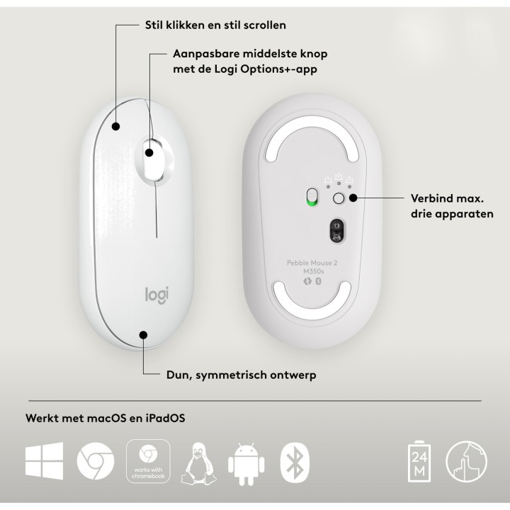 LOGITECH Mouse wireless compact PEBBLE-2 M350S 100010645VAR