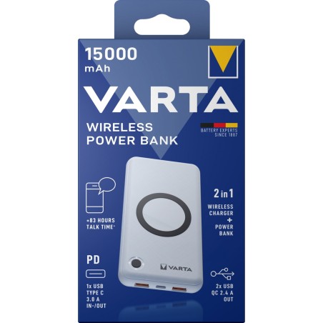 batería externa con carga inalámbrica wireless power bank 15000mah 20w 57908