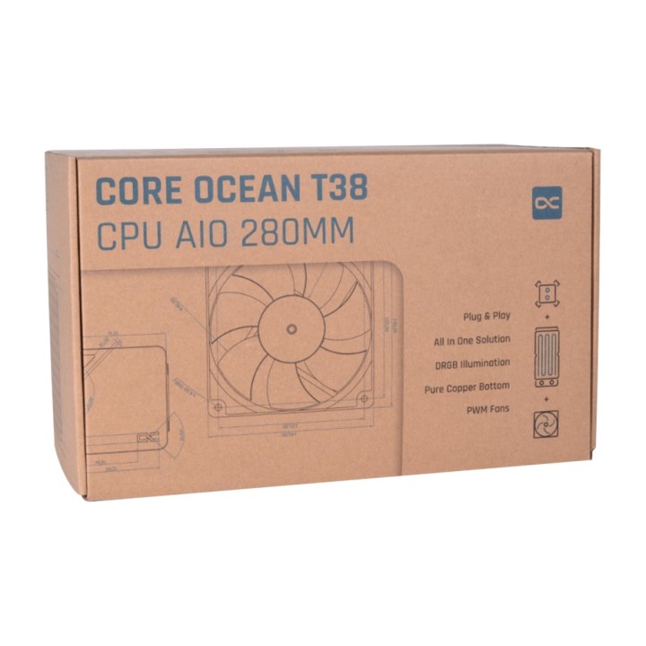 ALPHACOOL AIO-væskekøling til CPU CORE OCEAN T38 280MM 13053