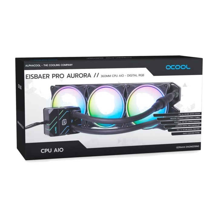 ALPHACOOL AIO-væskekøling til CPU EISBAER-PRO AURORA 360MM