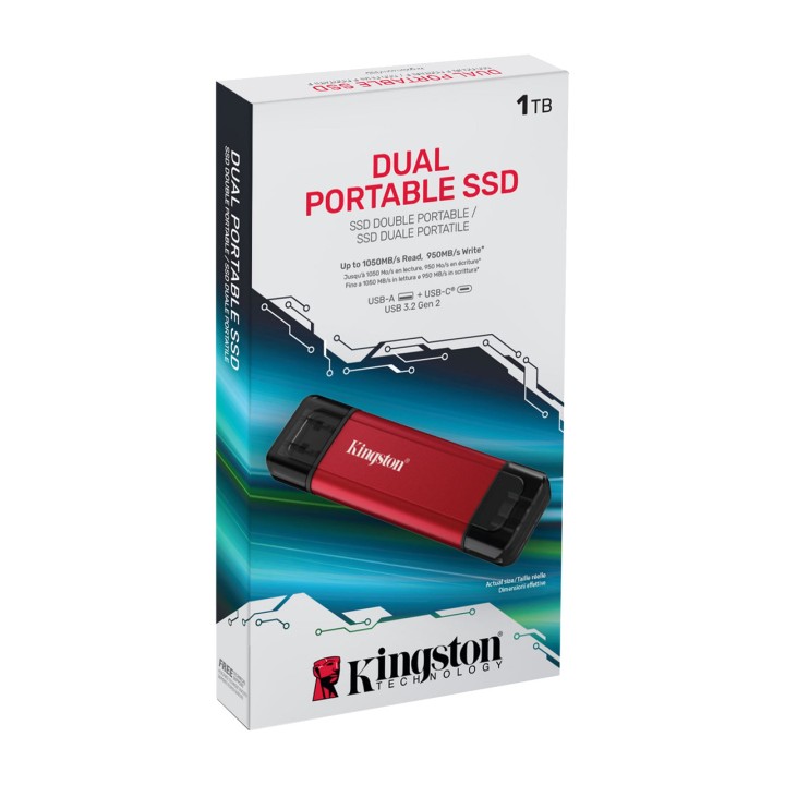 KINGSTON SSD esterno con doppio connettore USB-A e USB-C