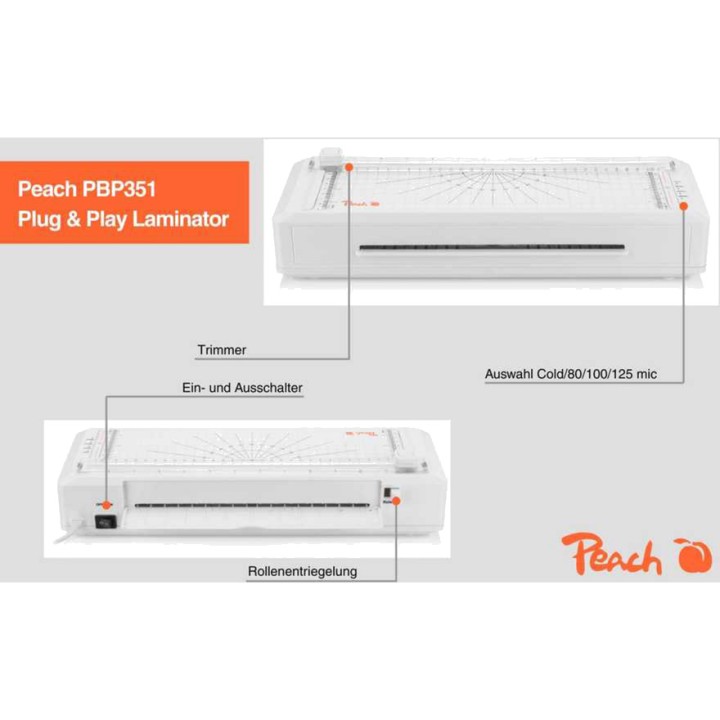 PEACH Laminator A4 2 în 1 cu tăietor, fără preîncălzire