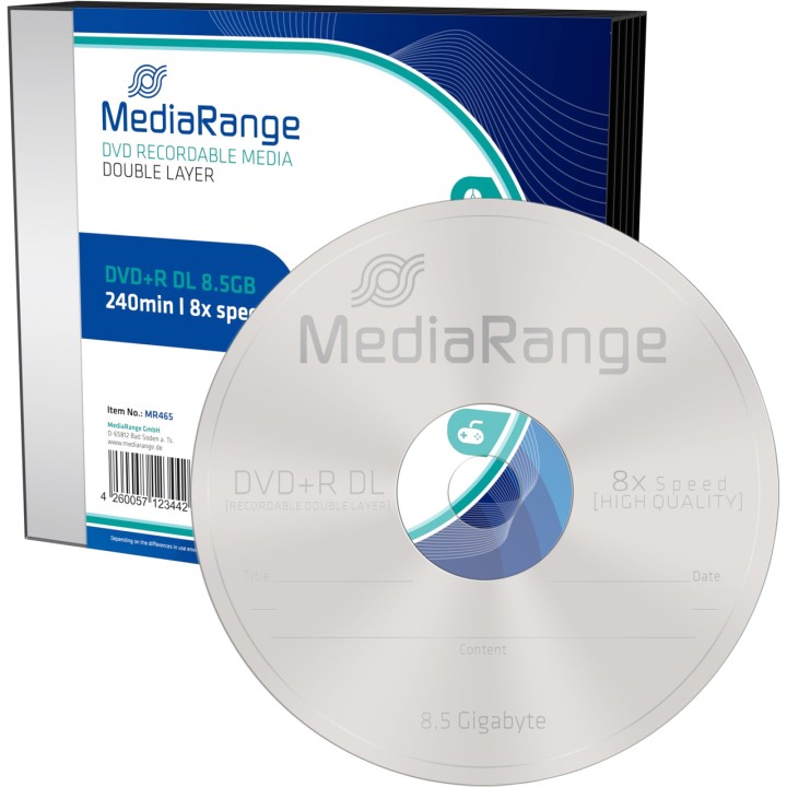 MEDIARANGE Írható üres lemez DVD+R-DL 8,5GB 8X MR465 5 UDS