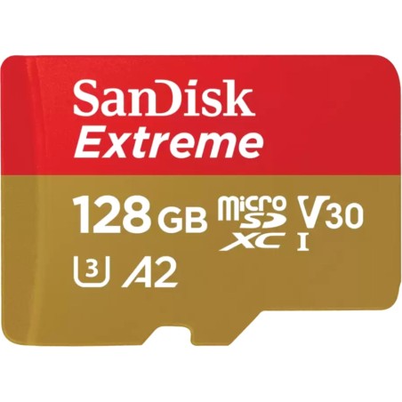 tarjeta de memoria microsdxc extreme 128gb uhs-i u3 v30 a2