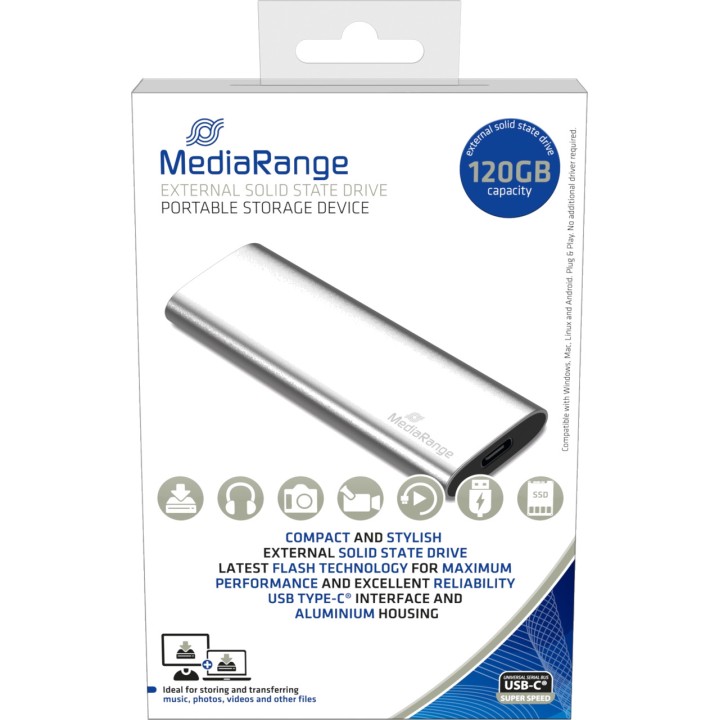 MEDIARANGE Tragbare externe SSD USB-C-3.2 GEN 2 120GB MR1100