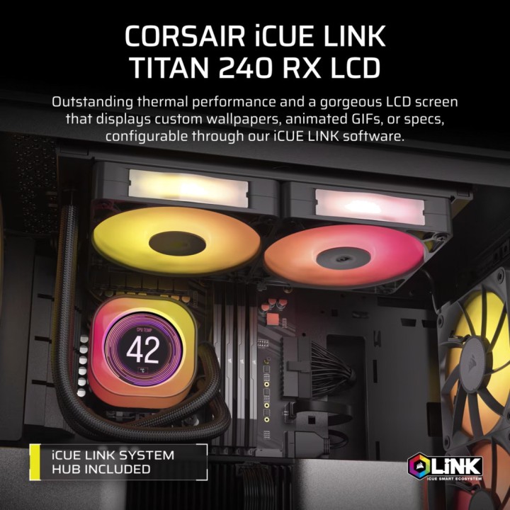 CORSAIR Refrigeración líquida AIO para CPU reacondicionada en estado como nuevo ICUE-LINK TITAN 240 RX-RGB-LCD 100194855
