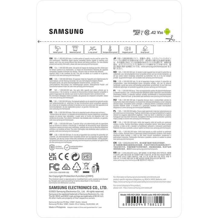 SAMSUNG Tarjeta de memoria microSDXC PRO PLUS 128GB MB-MD128SA 100001843