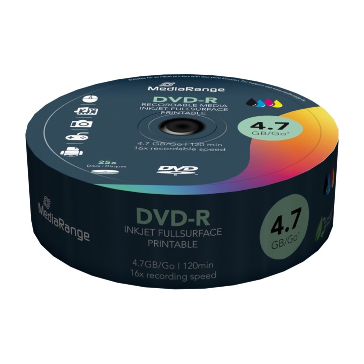 MEDIARANGE Utskrivbar tom skiva DVD-R-4,7GB 16X MR407 25 UDS