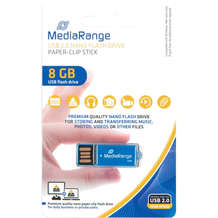 MEDIARANGE Mini USB flash meghajtó NANO 2.0 8GB 1909620VAR