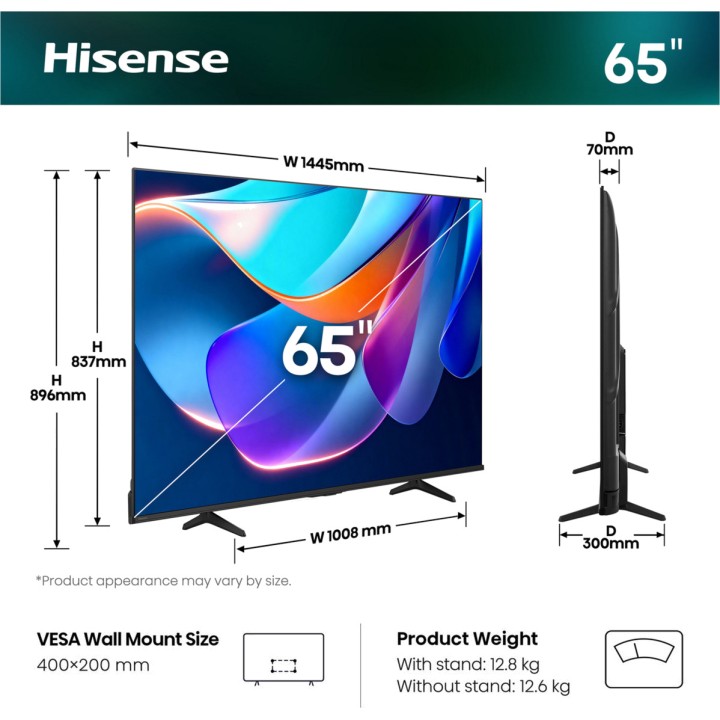 HISENSE Televisor LED 4K 65A6S 65" 100196222