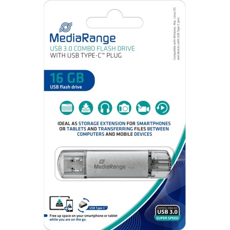 pen usb dupla com conector tipo c 3.2 gen 1 16gb mr935