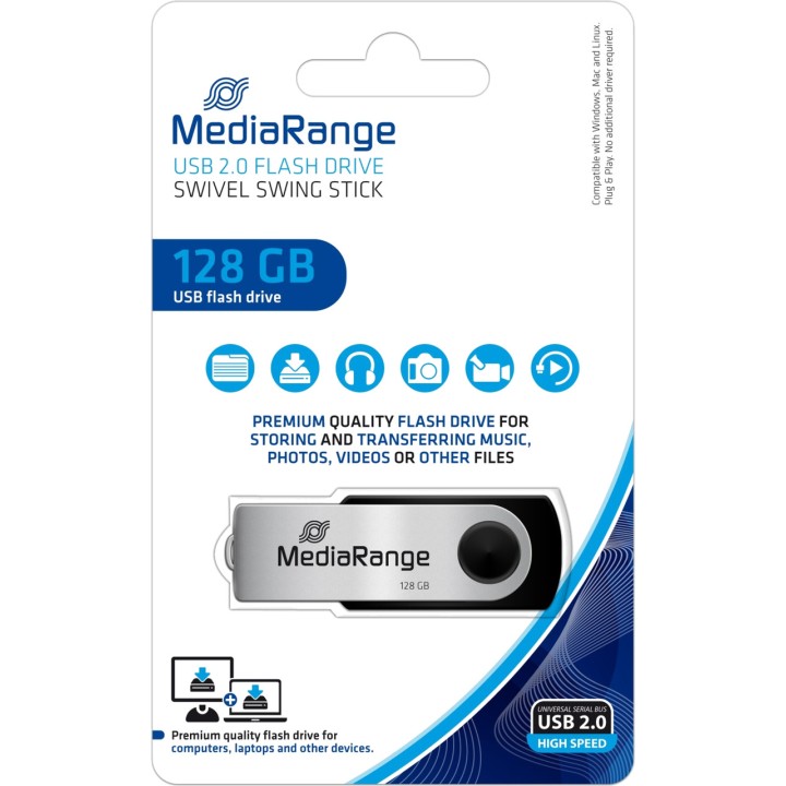 MEDIARANGE Περιστρεφόμενο USB stick 2.0 128GB MR913 1777968