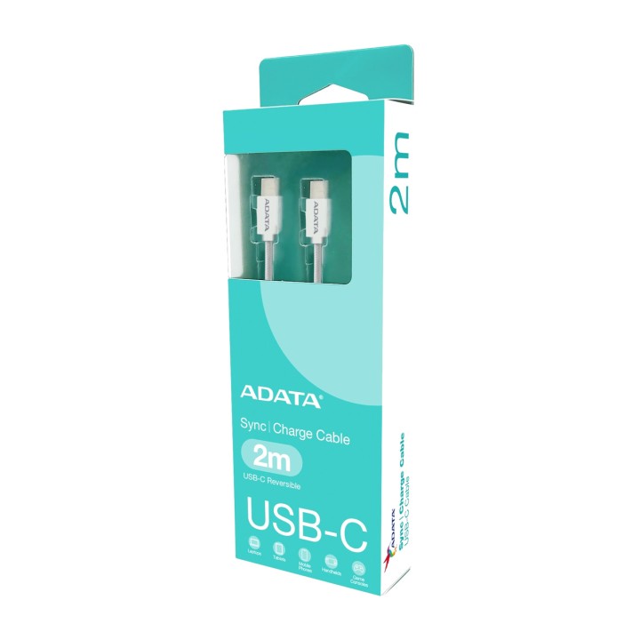 ADATA USB-C-pikalatauskaapeli CACC-200PN 2.0 2M 100W PD 3.0
