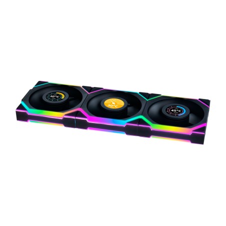 ventilador de caja para pc con pantalla y aspas invertidas uni fan sl120-lcd wireless 3 uds