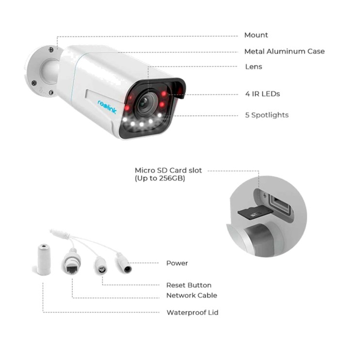 REOLINK Cámara de vigilancia IP PoE tipo bala con zoom óptico P430 8MP 5X 100050155