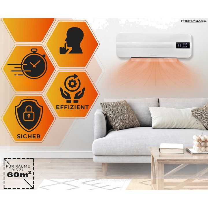 PROFICARE Radiateur soufflant céramique mural avec minuterie