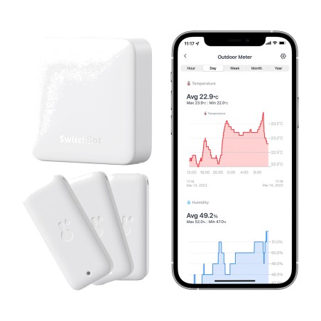 kit de termohigrómetros de exterior con central domótica outdoor-meter ip65 3x-hub-mini