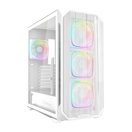 caja de pc semitorre reacondicionada con cristal templado y frontal de malla en estado como nuevo ak5m-rgb-atx