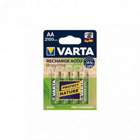 blister 4 oplaadbare batterijen aa 2100mah recycled