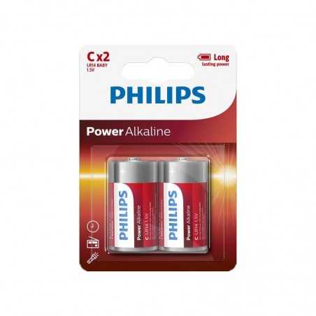 blister 2 alkaliska batterier  philips lr14