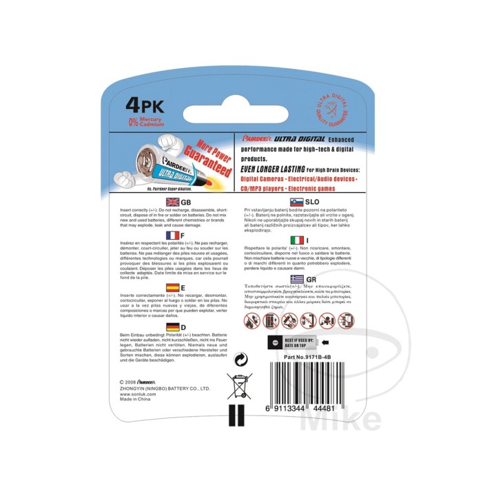 PAIRDEER Pack 4 pilas pequeñas AAA ULTRA DIGITAL 156.60.01