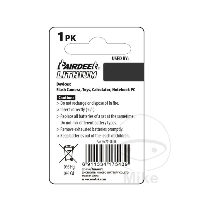 PAIRDEER Bateria botão de lítio CR2016 1566751 156.60.07